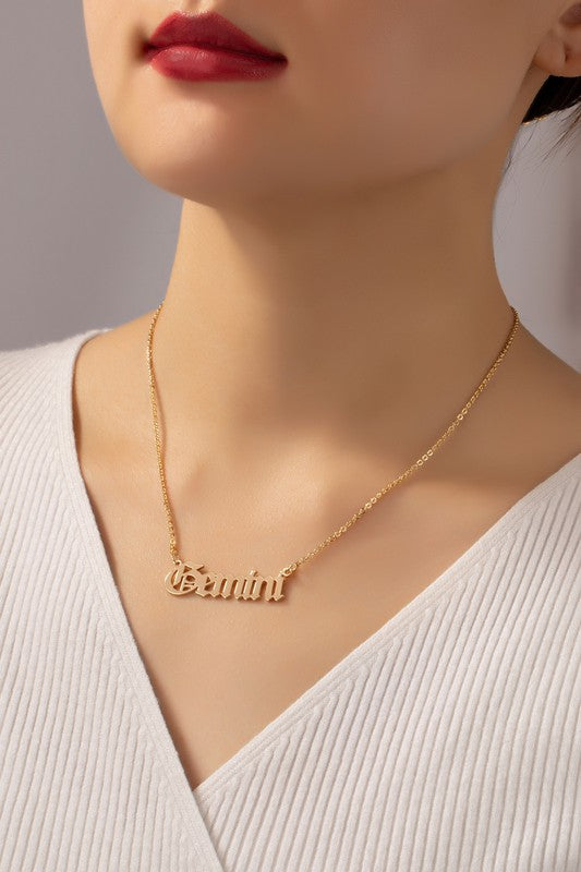 Laser cut zodiac sign pendant necklace