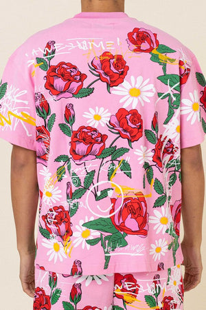 Allover Rose Bloom Print Tee