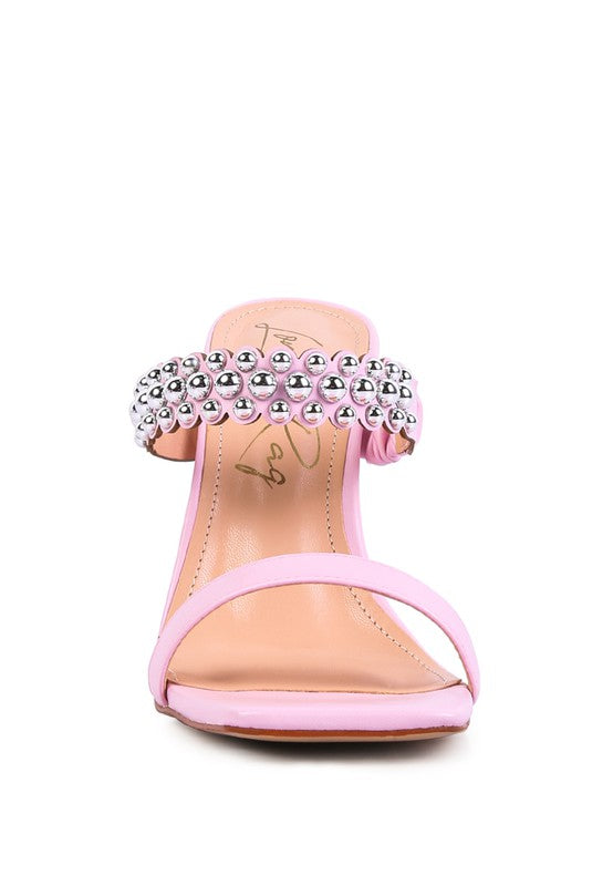 BANDY HIGH HEEL METAL BALL SANDALS