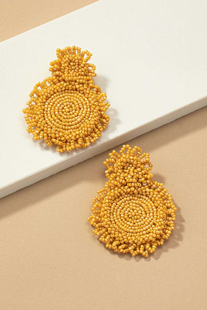 Premium hand sewn seed bead disk drop earrings