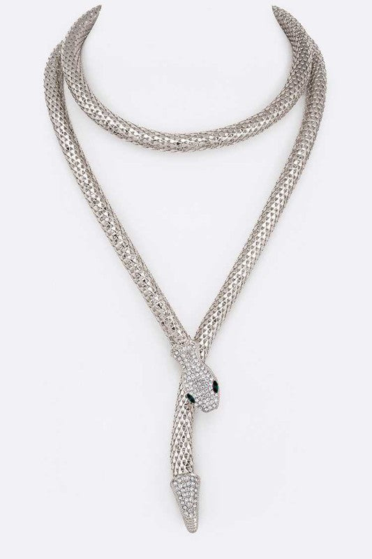 Crystal Snake Coil Chain Necklace