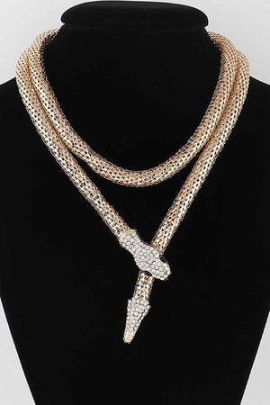 Crystal Snake Coil Chain Necklace