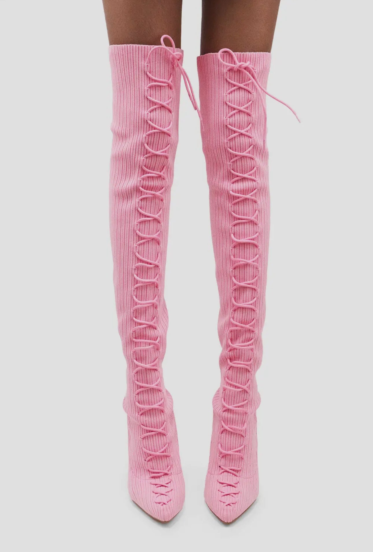 Pink Knit Stiletto Boot
