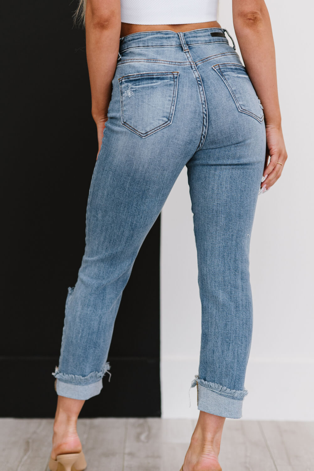 RISEN Taking It Easy Full Size Run Distressed Straight Leg Jeans