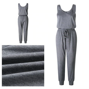 Sleeveless Laced Up Belt Jumpsuit Romper w/Pockets