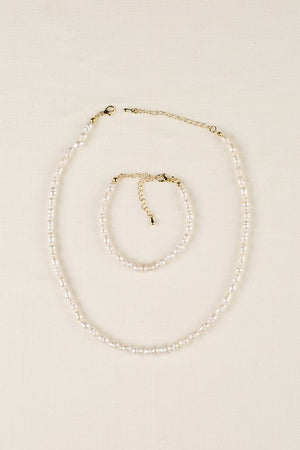 Small Size Natural Pearl Bracelet and Necklace Set