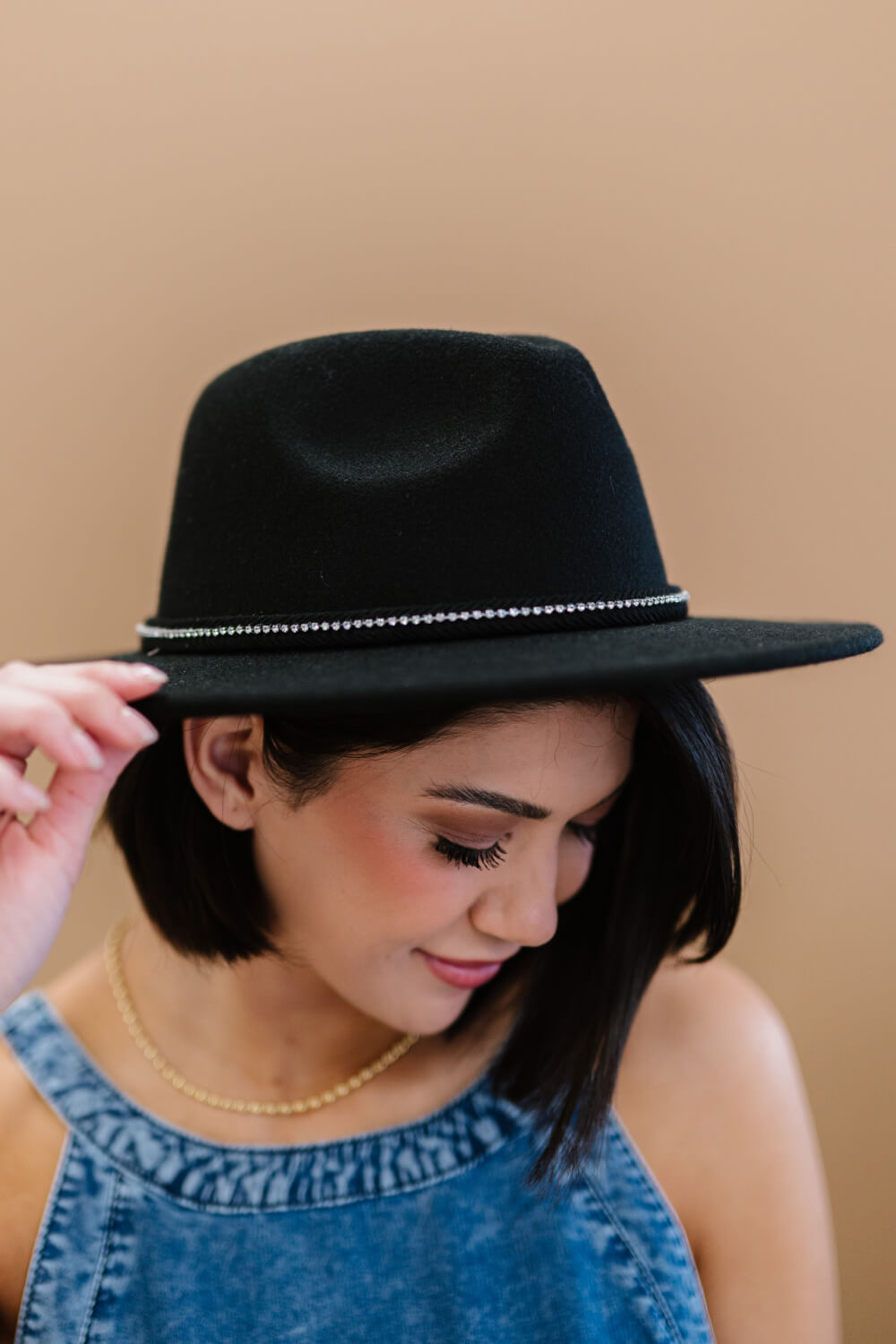 Make an Entrance Rhinestone Strap Fedora