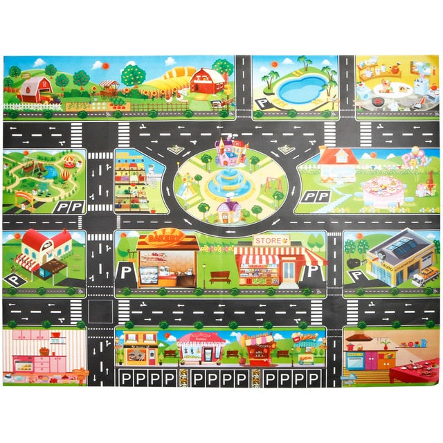 Children's Traffic Car Play Pad Parking Scene