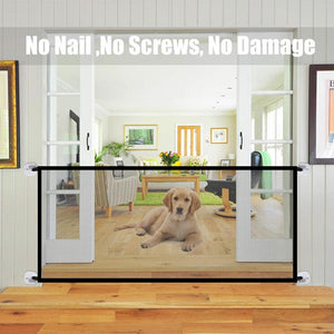 Pet Barrier Fences Portable Folding Breathable Mesh Dog Gate