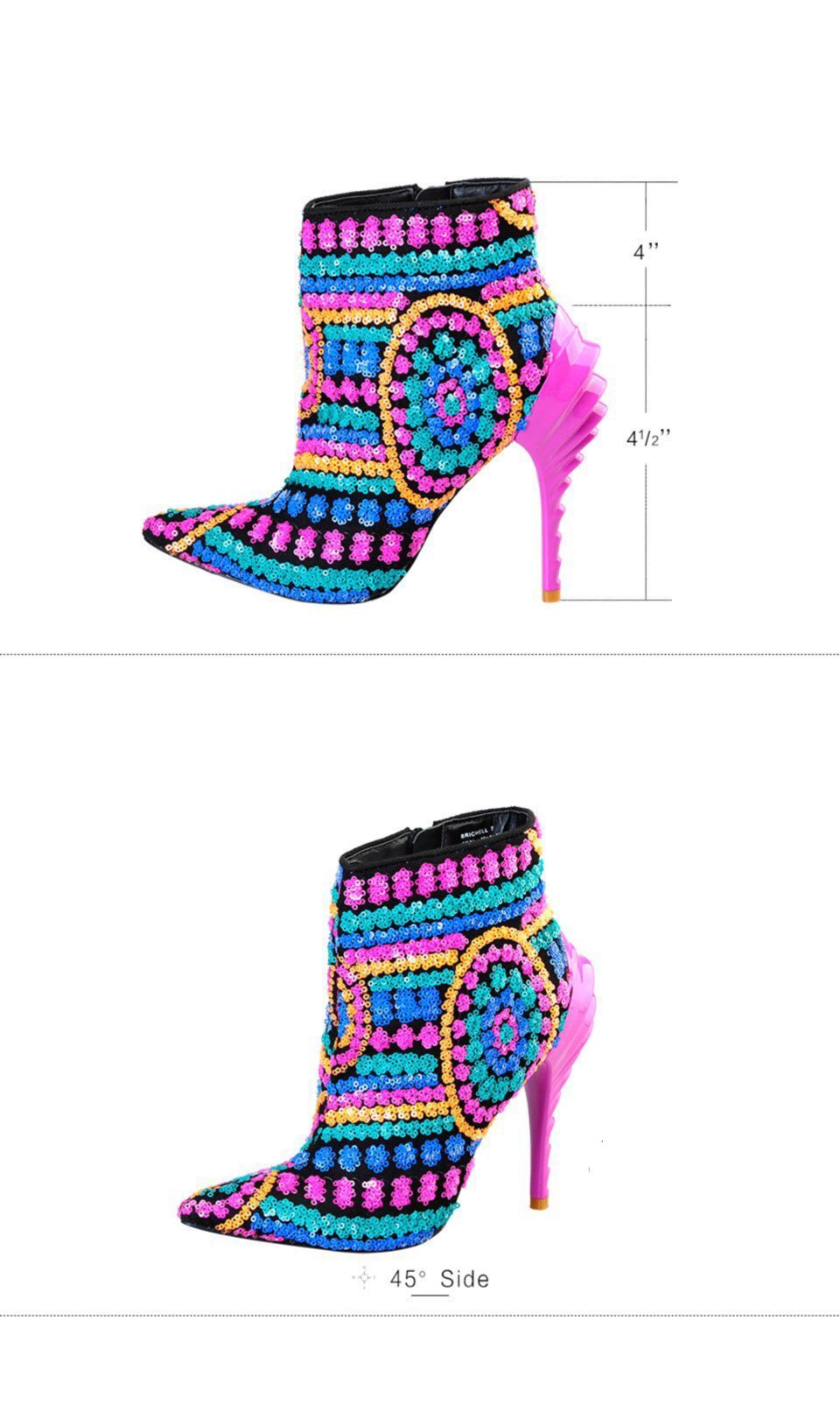 Sequined Cloth Fuchsia/Gold Bling Paillette High Heels