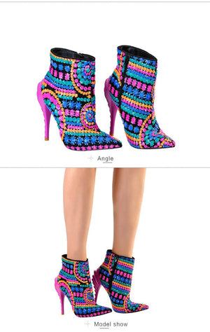 Sequined Cloth Fuchsia/Gold Bling Paillette High Heels
