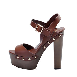 Sandal Wedge High Heels w/ Peep Toe
