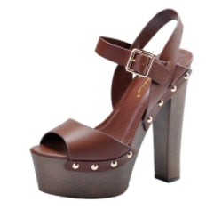 Sandal Wedge High Heels w/ Peep Toe