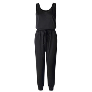 Sleeveless Laced Up Belt Jumpsuit Romper w/Pockets