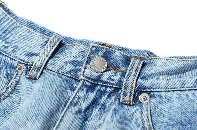 Casual Denim Shorts Skirts with High Waist and Ruffle Hem